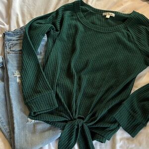 Nine Britton Teal Waffle Knit Top
